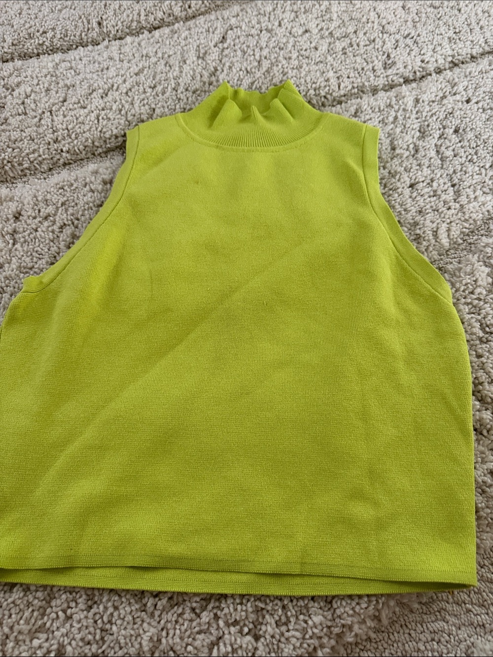 Zara Sleeveless Mock Neck Tank Top in Lime